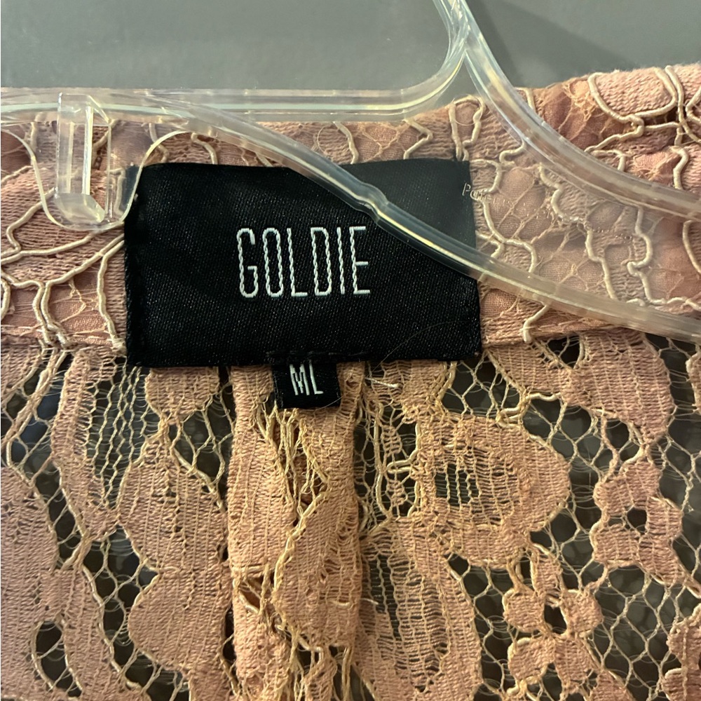 Goldie Dusty Rose Lace Button Up Shirt - Picture 2 of 6